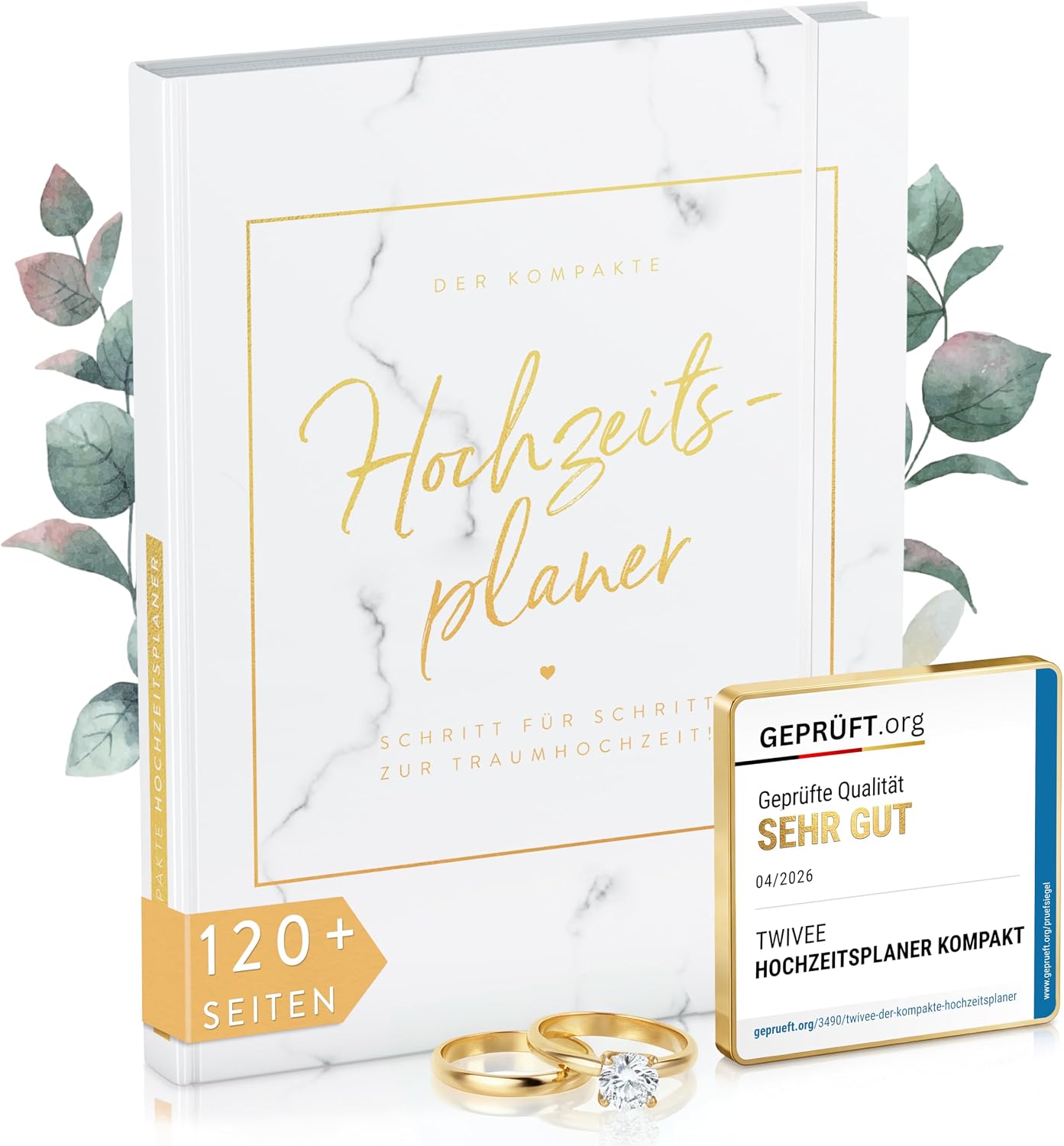 Detalle de TWIVEE kompakter Hochzeitsplaner (deutsch) – Organizer für die Trauung, über 120 Seiten