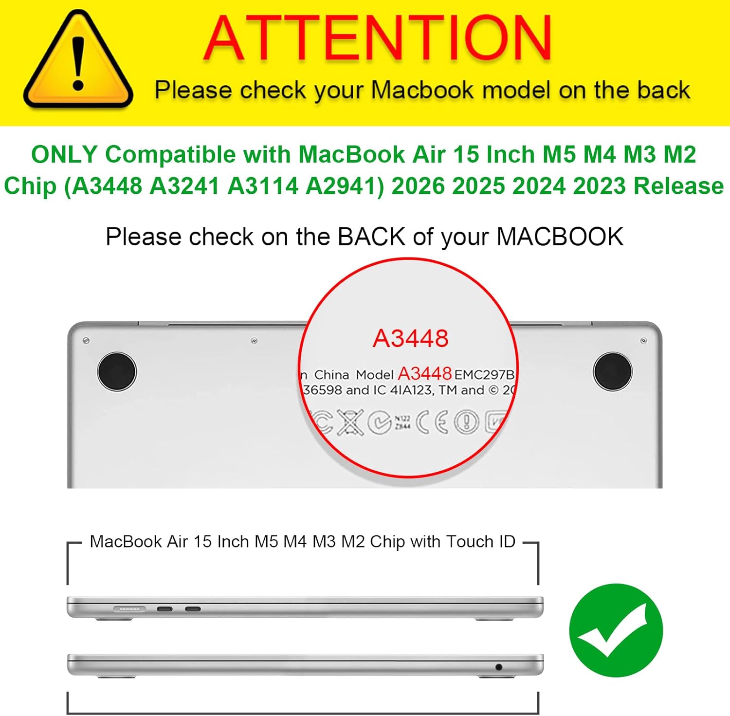 Detalle 2 de Fintie Hülle für MacBook Air 15 Zoll (M5/M4/M3/M2) A3448/A3241/A3114/A2941 – Ultradünne Hartschale, transparent