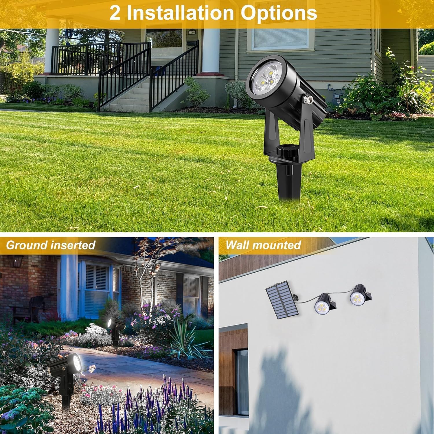 Thumbnail 6 de NATPOW Gartenstrahler Solar mit LED, IP65 und 2 Helligkeitsstufen (6000K) – für Wege, Hof & Einfahrt