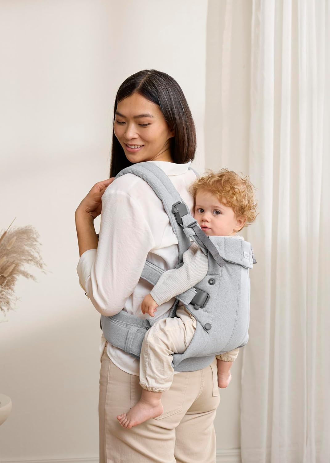 Thumbnail 6 de BabyBjörn Harmony Marsupio in Tessuto Mélange Grigio Chiaro — comfort 0–3 anni