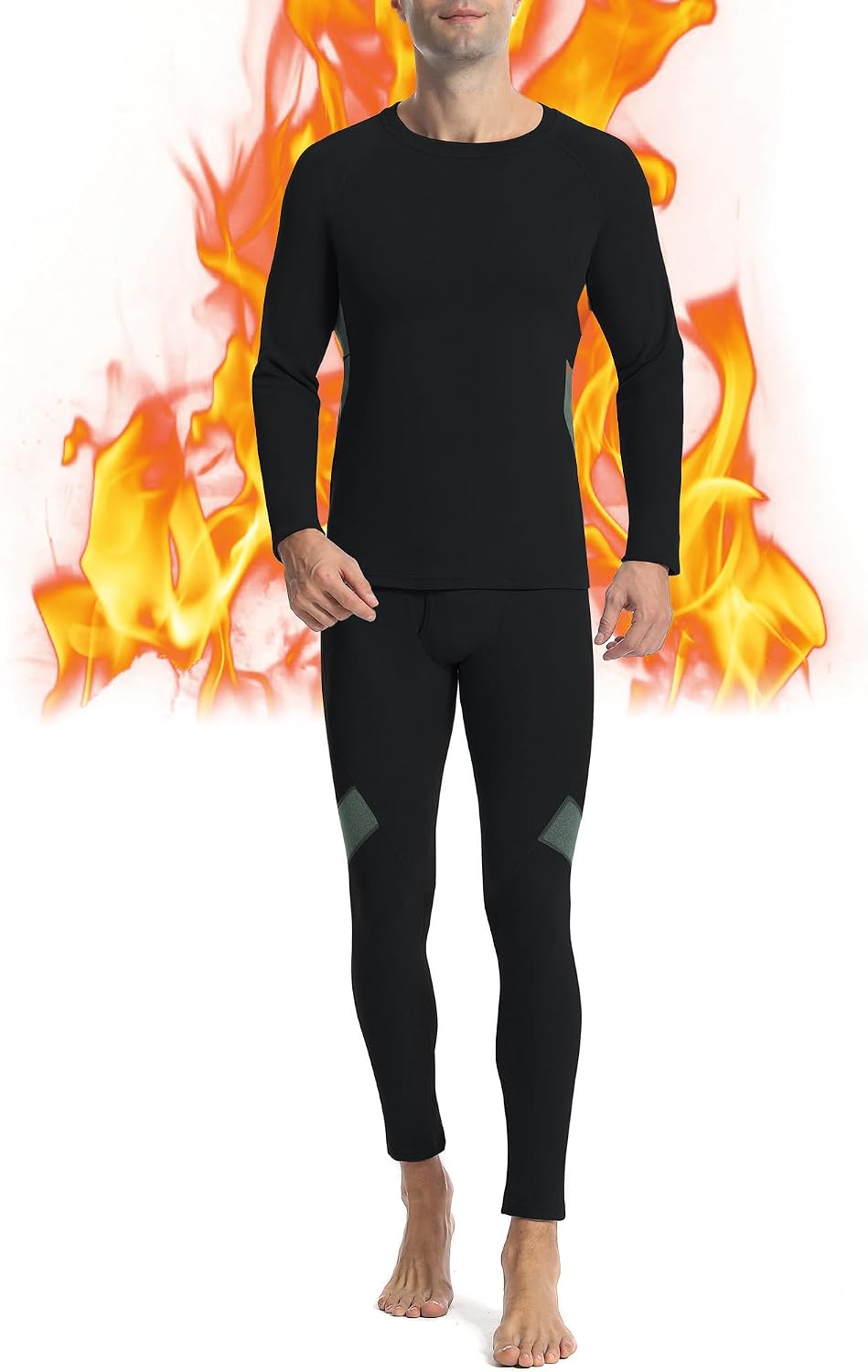 Detalle de Runhit thermal underwear for men base layer set, fleece-lined stretch