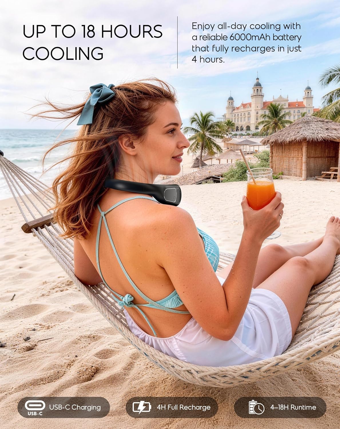 Thumbnail 1 de anysun Nackenventilator – USB-Nackenventilator mit 66 Luftauslässen, 360° Luftstrom und 6000 mAh Akku
