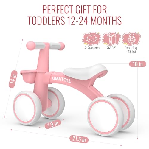 Thumbnail 8 de Umatoll bicicleta sin pedales para niños desde 1 año con canasta (rosa)
