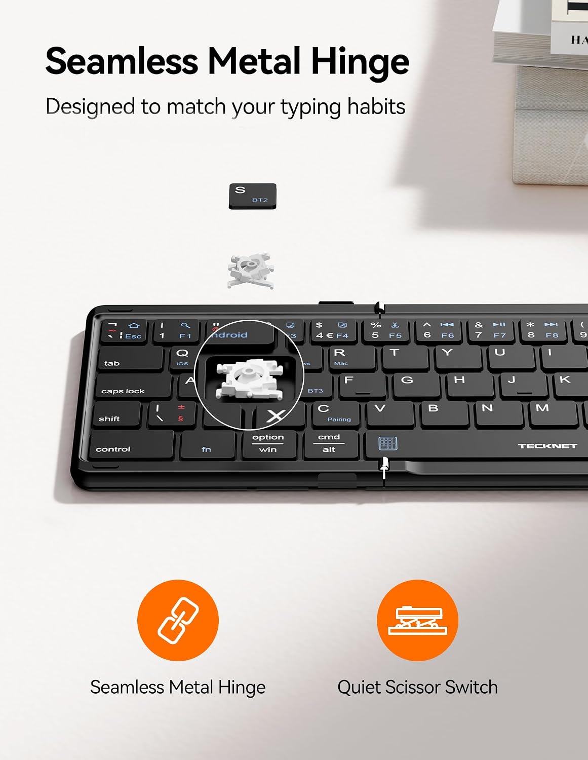 Thumbnail 4 de TECKNET Foldable Bluetooth Keyboard with Touchpad (64-key) — pocket travel mini keyboard with trackpad & numeric keypad