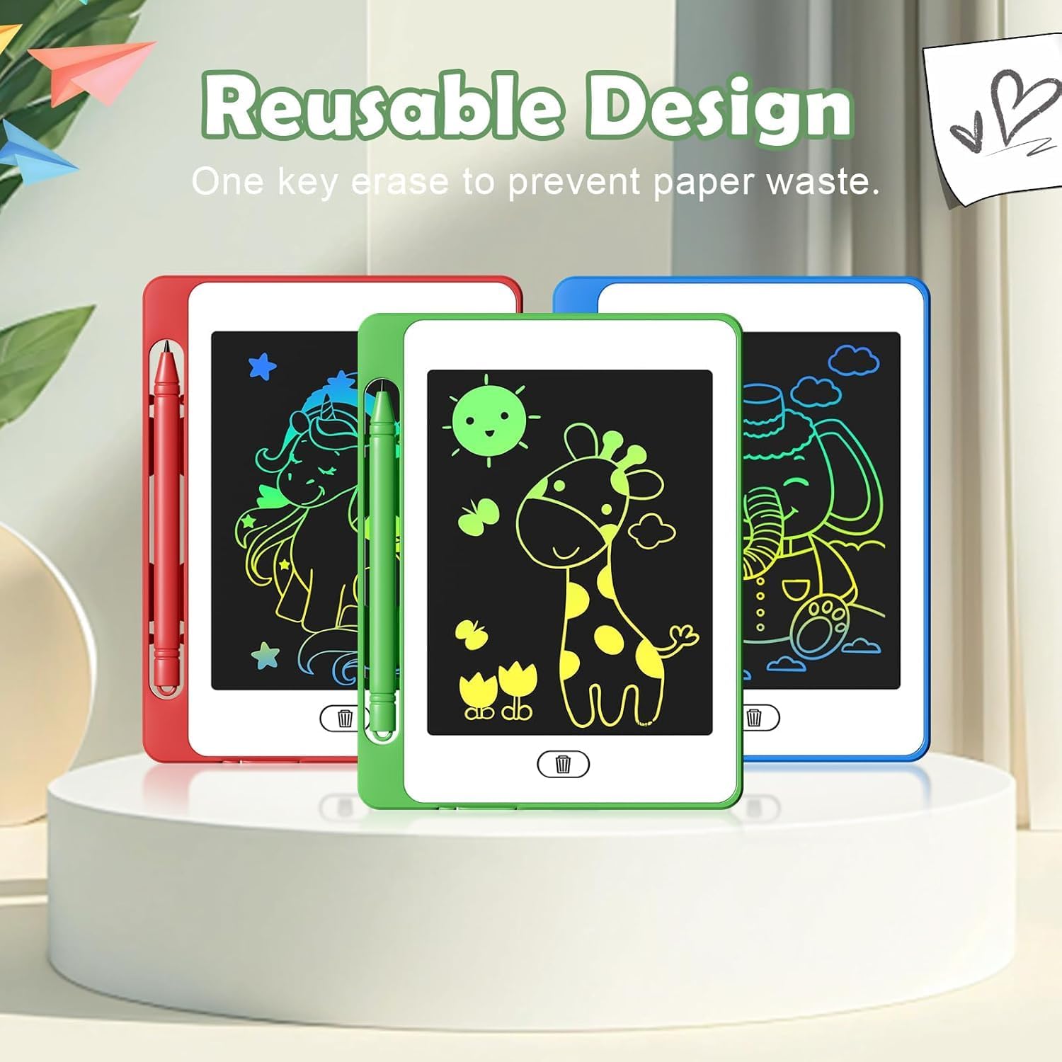 Detalle de Party Favor 16-Pack LCD Writing Tablet for Kids (6.5-Inch) — Erasable Reusable Doodle Boards