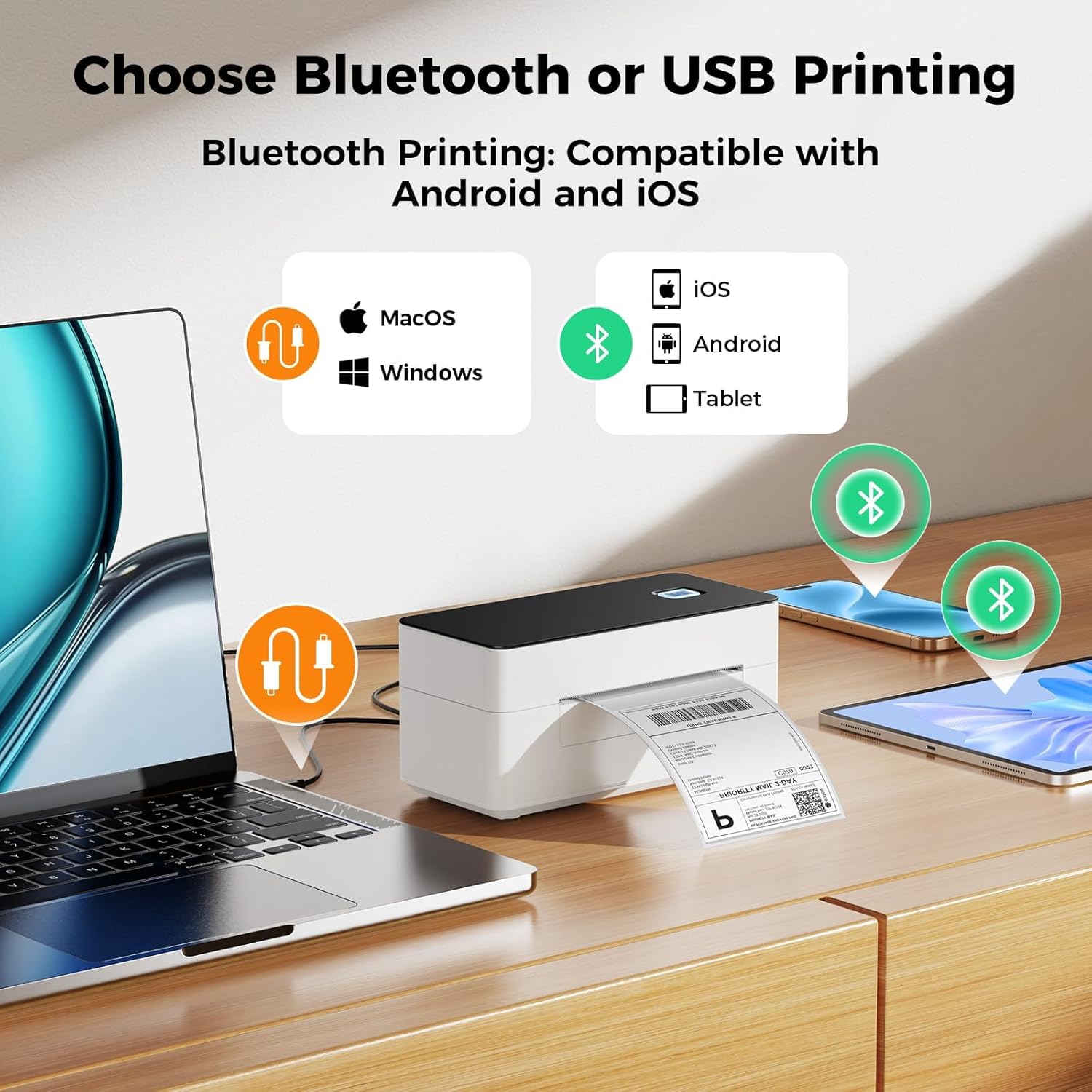 Thumbnail 1 de SVANTTO Bluetooth Shipping Label Printer 4x6 – High‑Speed, Inkless Thermal Printing for USPS, Etsy, Shopify