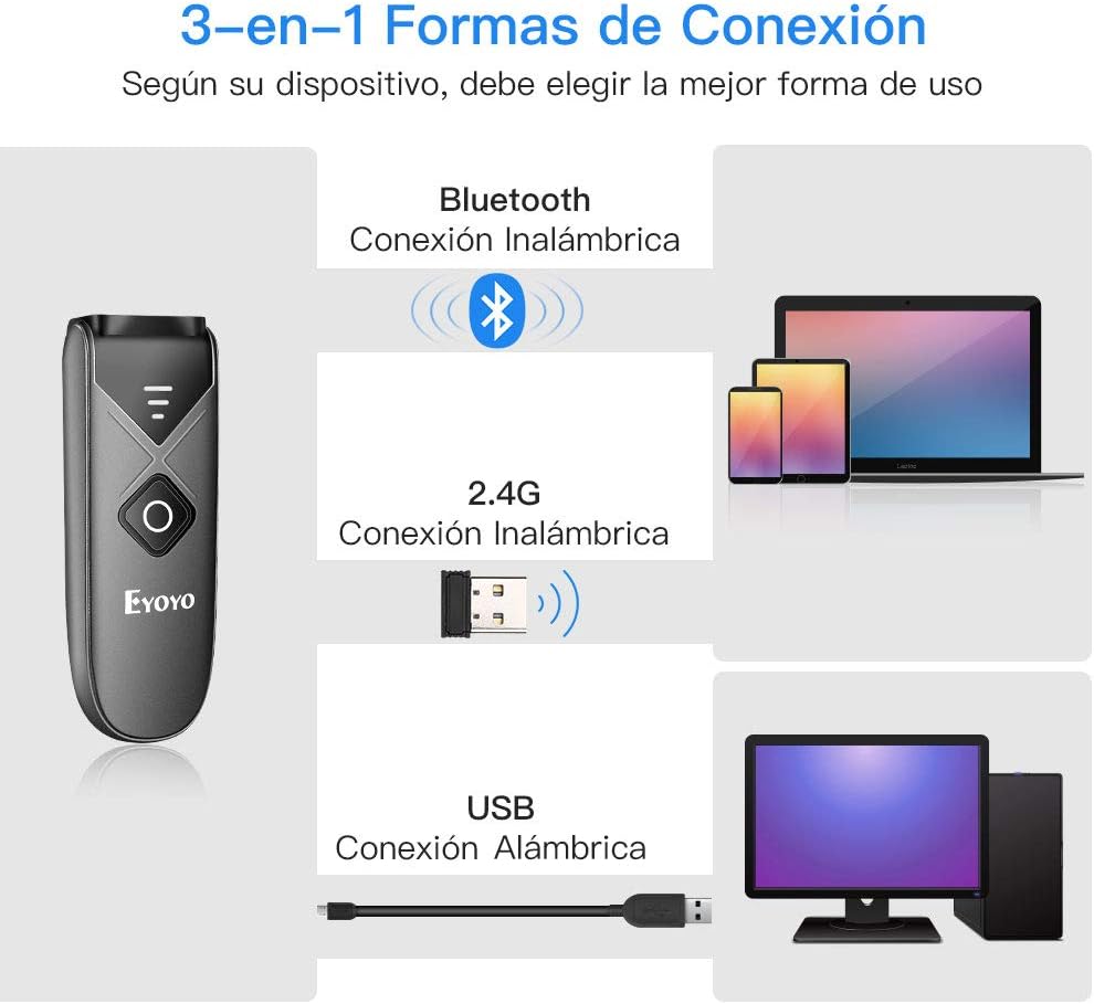 Detalle de Eyoyo EY-015P Escáner 2D Bluetooth 30m