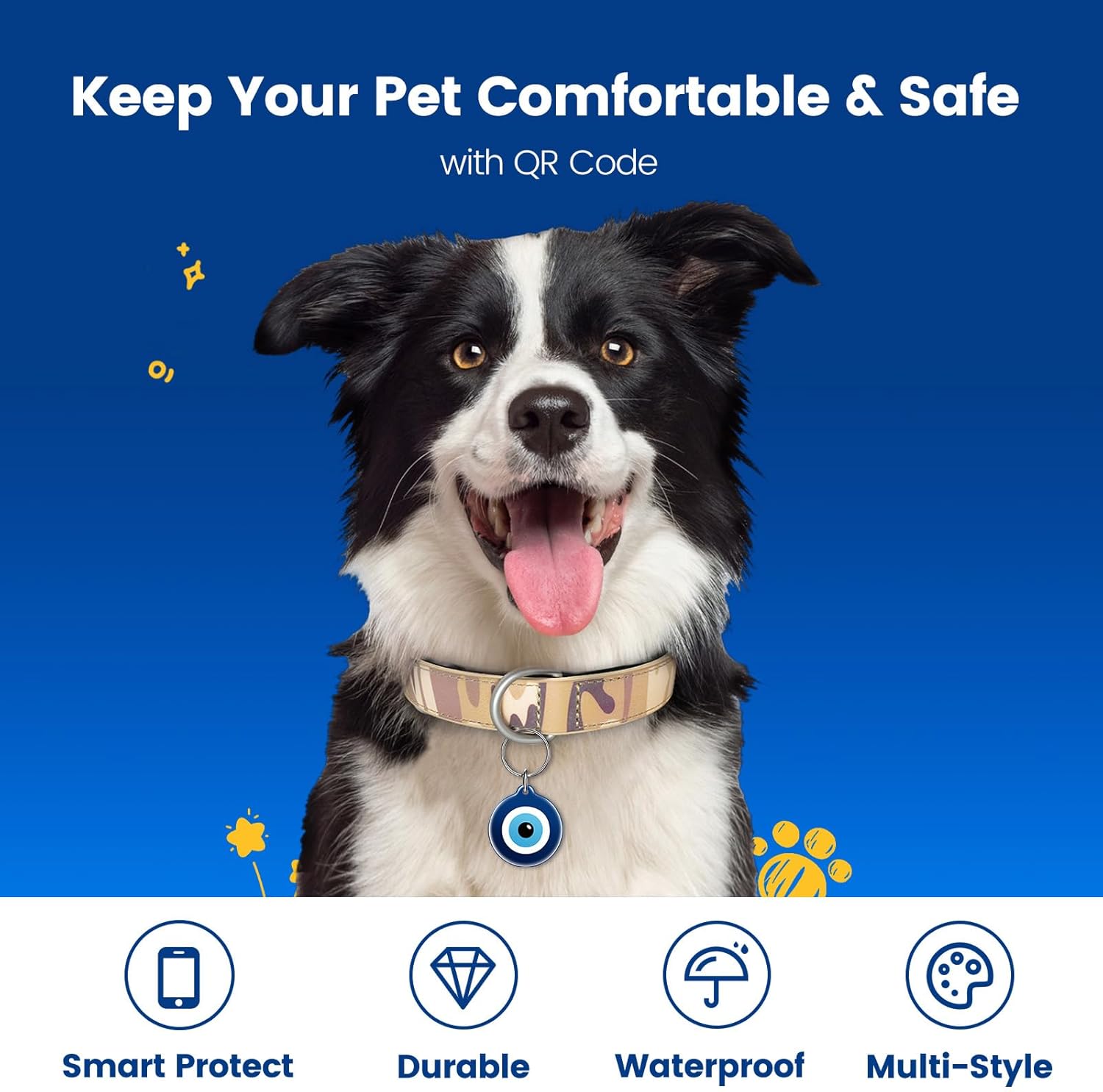 Detalle de PawView QR Code Dog Tag UK – 2 Pack Personalised Pet ID Tag with Real-time Alerts