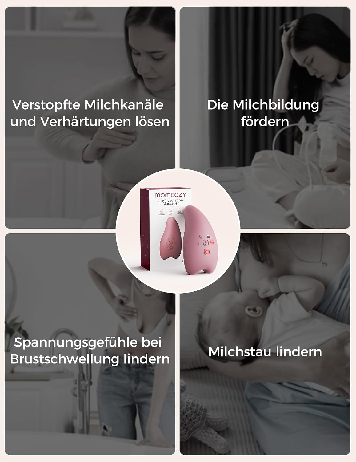 Thumbnail 1 de Momcozy A1Pro Stillmassagegerät – tiefe Wärme, 8 Vibrationsmodi und Memory-Funktion für effizienteres Abpumpen