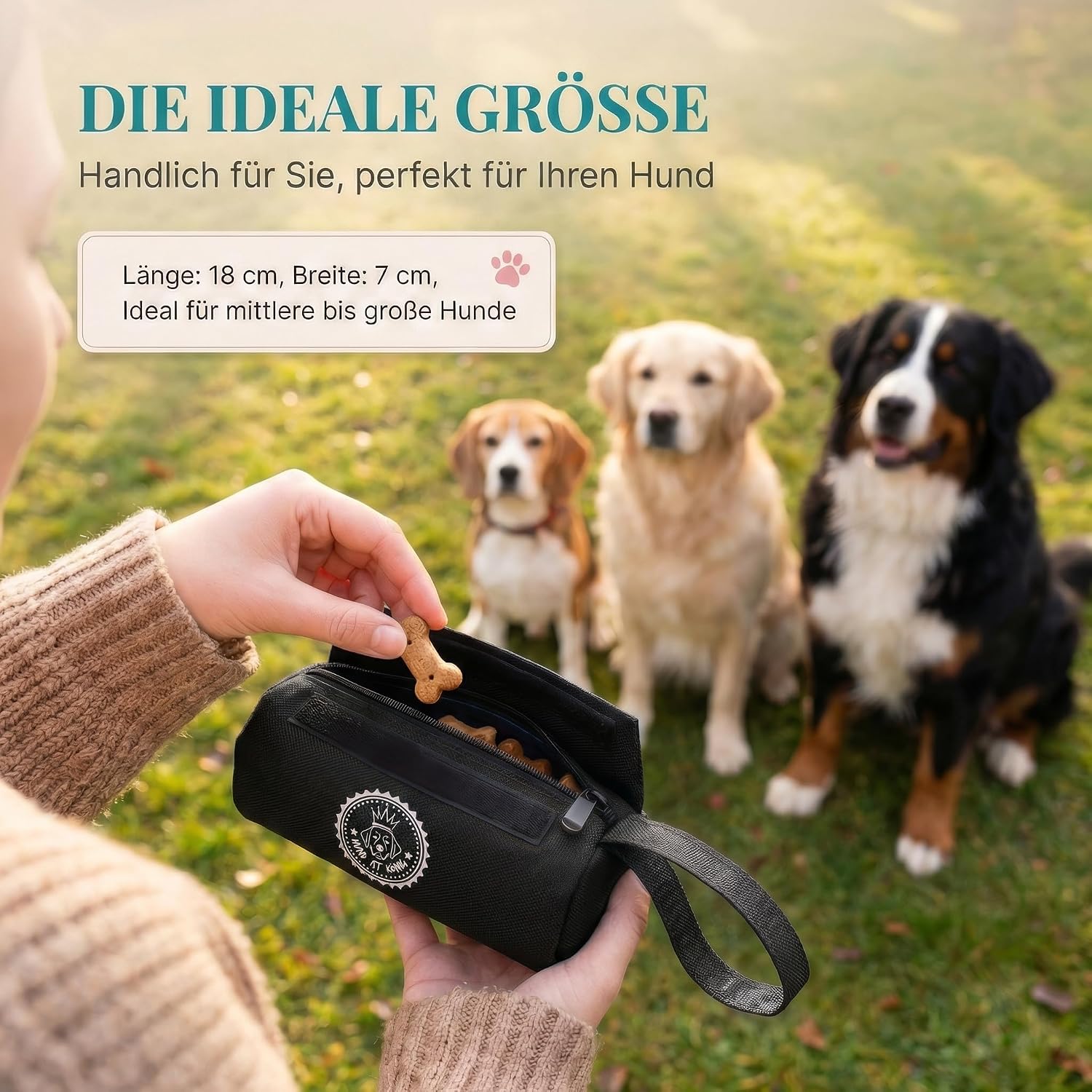 Detalle de HUND IST KÖNIG Futterdummy für Hunde – Apportierbeutel für Training mit 0,7L Fassungsvermögen