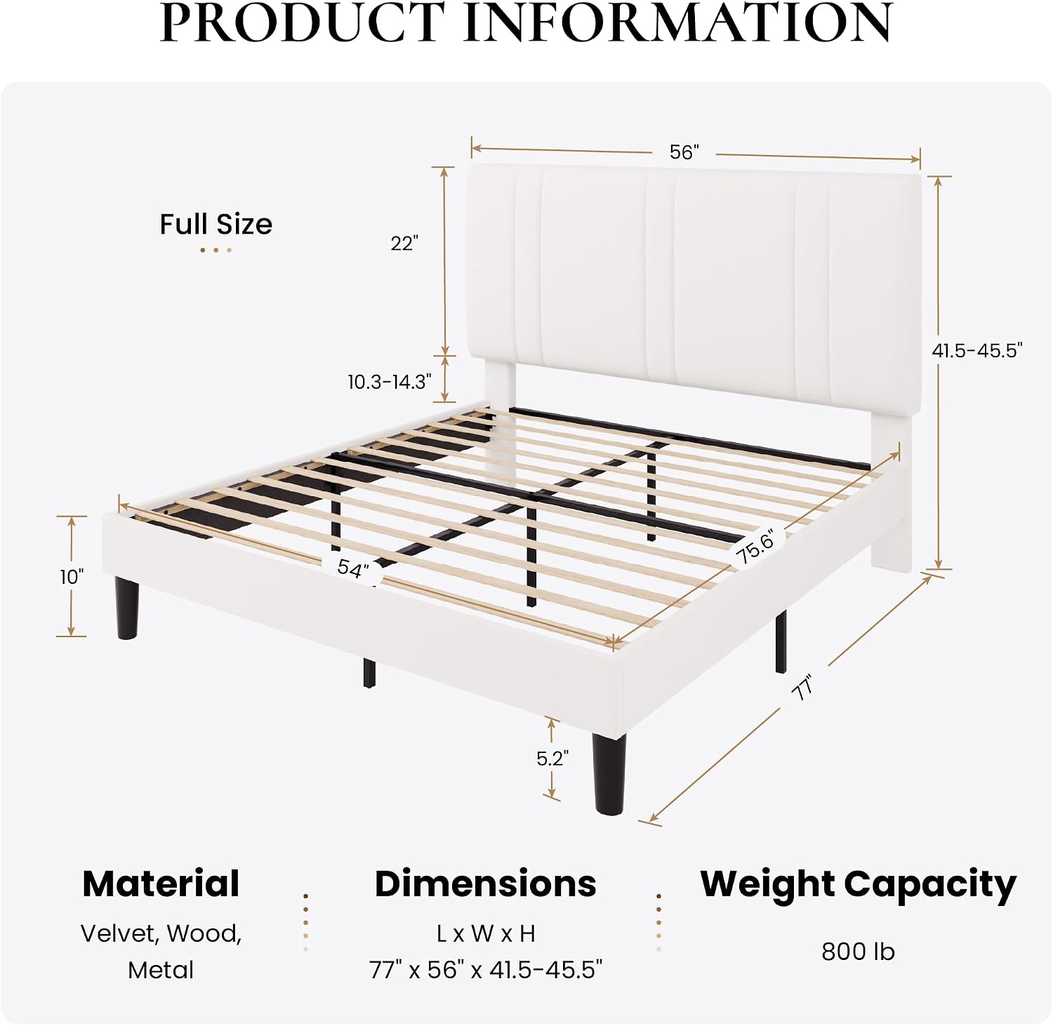 Detalle 2 de SHA CERLIN Bed Frame, Full Size