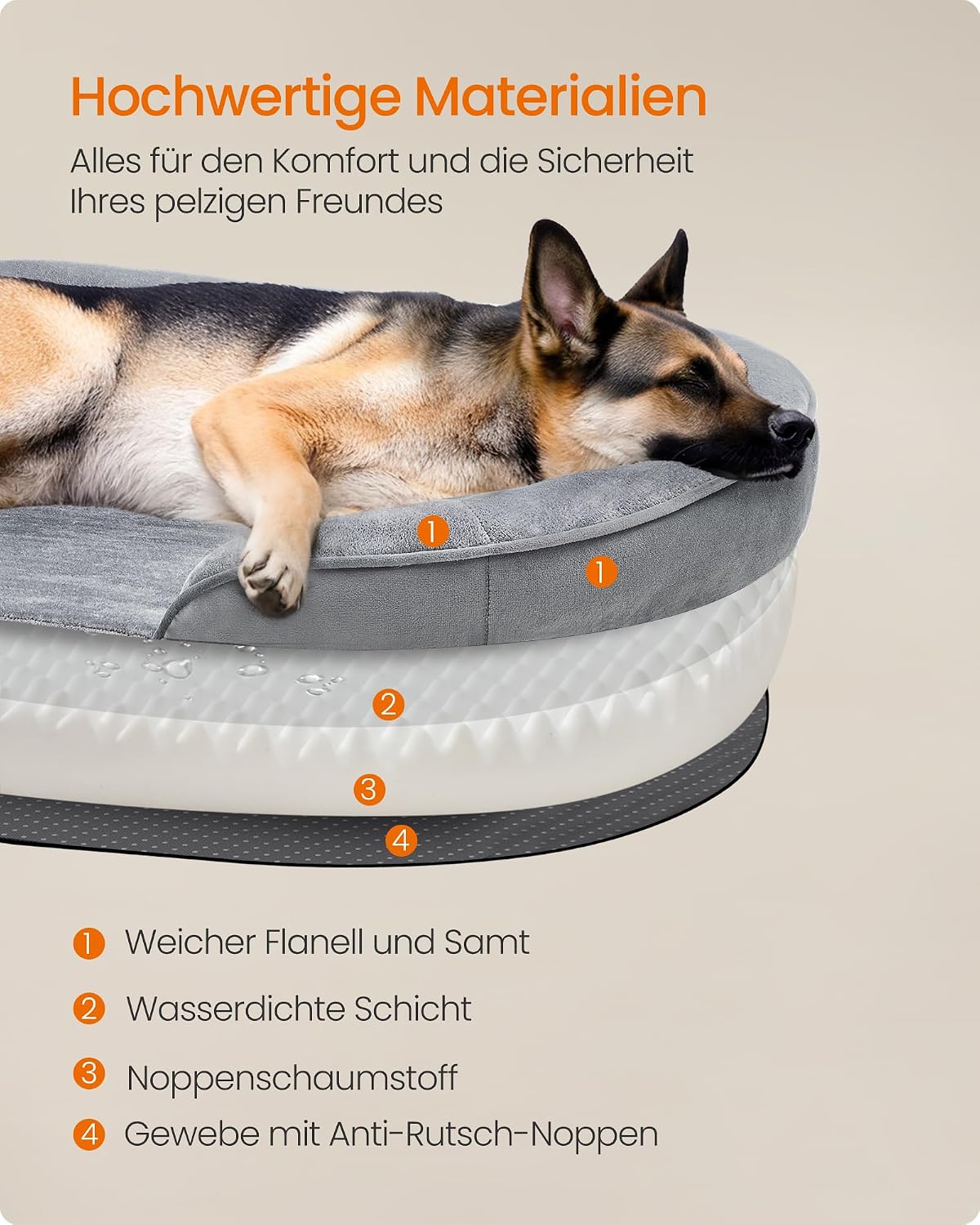 Detalle 2 de Feandrea Hundebett orthopädisch 122 x 85 cm