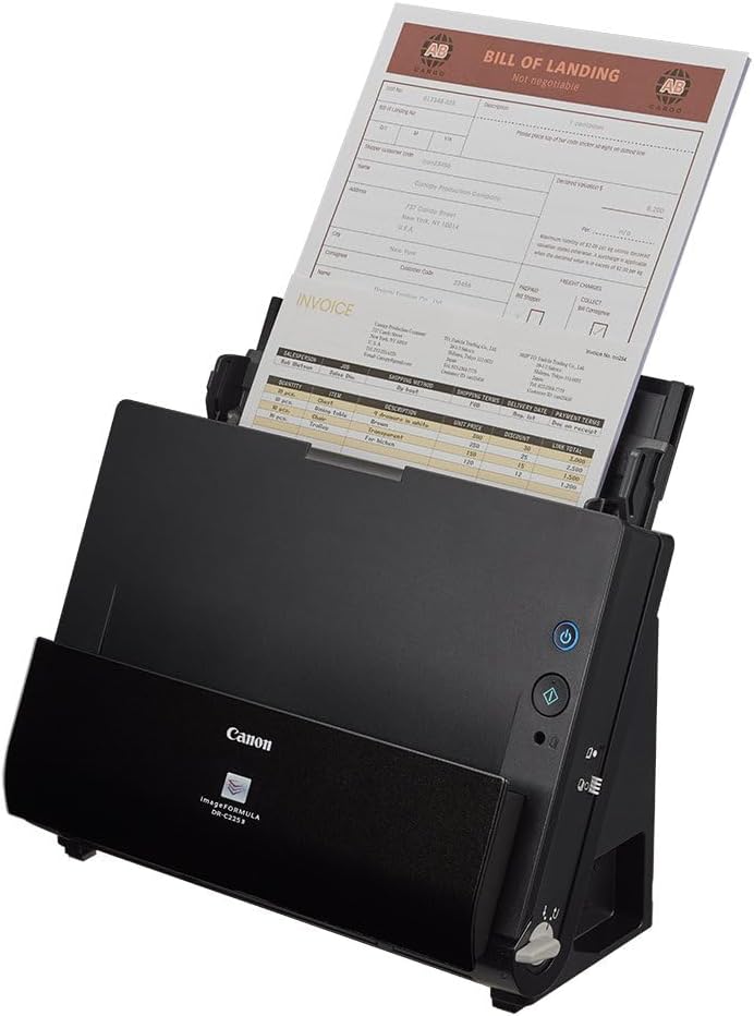 Detalle de Canon DR-C225 II imageFORMULA Dokumentenscanner – Duplex, 50 Blatt ADF, USB, 600 dpi, kompakt