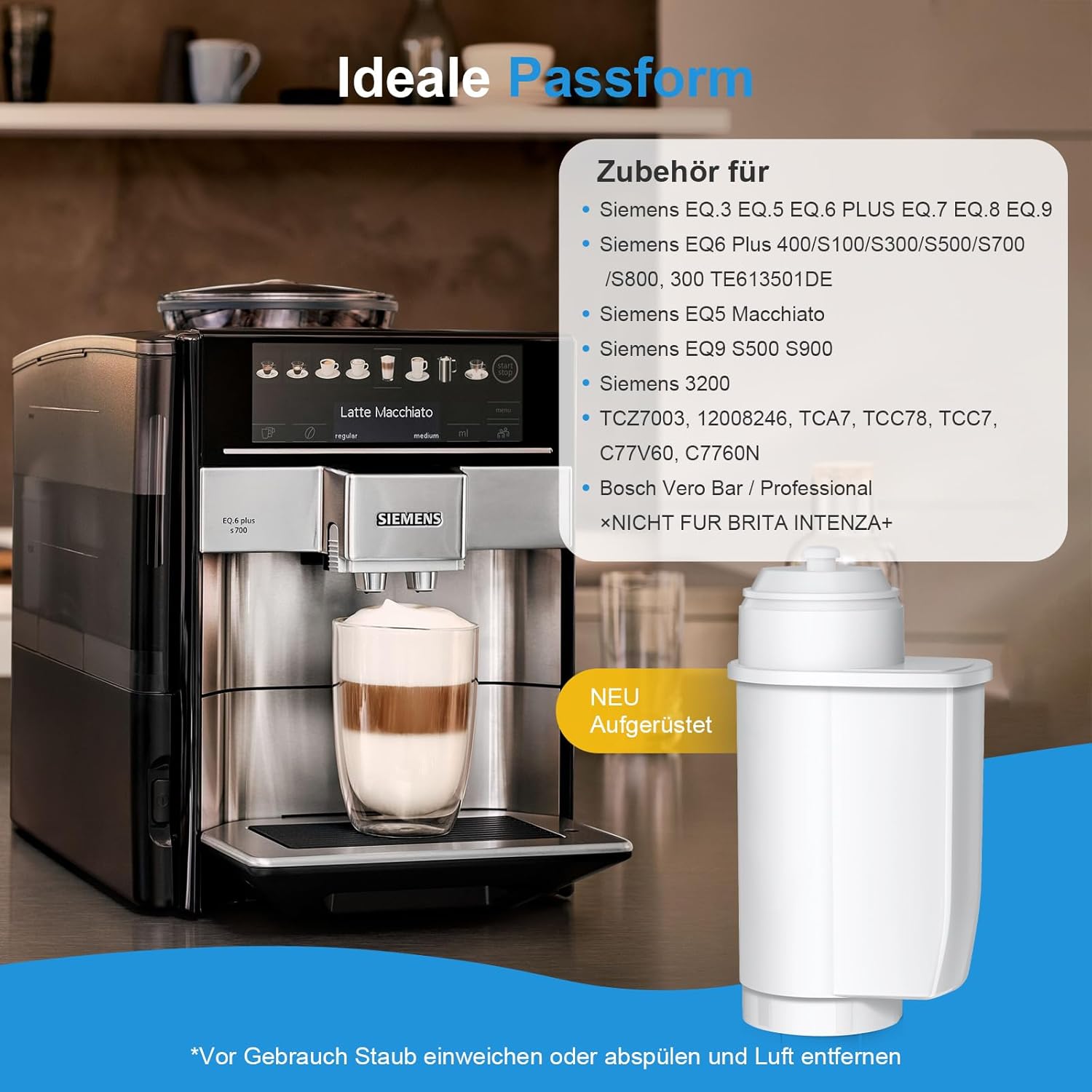 Thumbnail 3 de Mutital 8er-Pack Wasserfilter Ersatz für Siemens EQ / EQ3-EQ9 sowie kompatibel mit Bosch TCZ7003 & TCZ7033