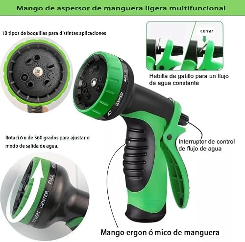 Thumbnail 6 de ZHOPUIMIU Manguera Extensible Jardín 15 Metros con Pistola 10 Funciones | Flexible y Duradera