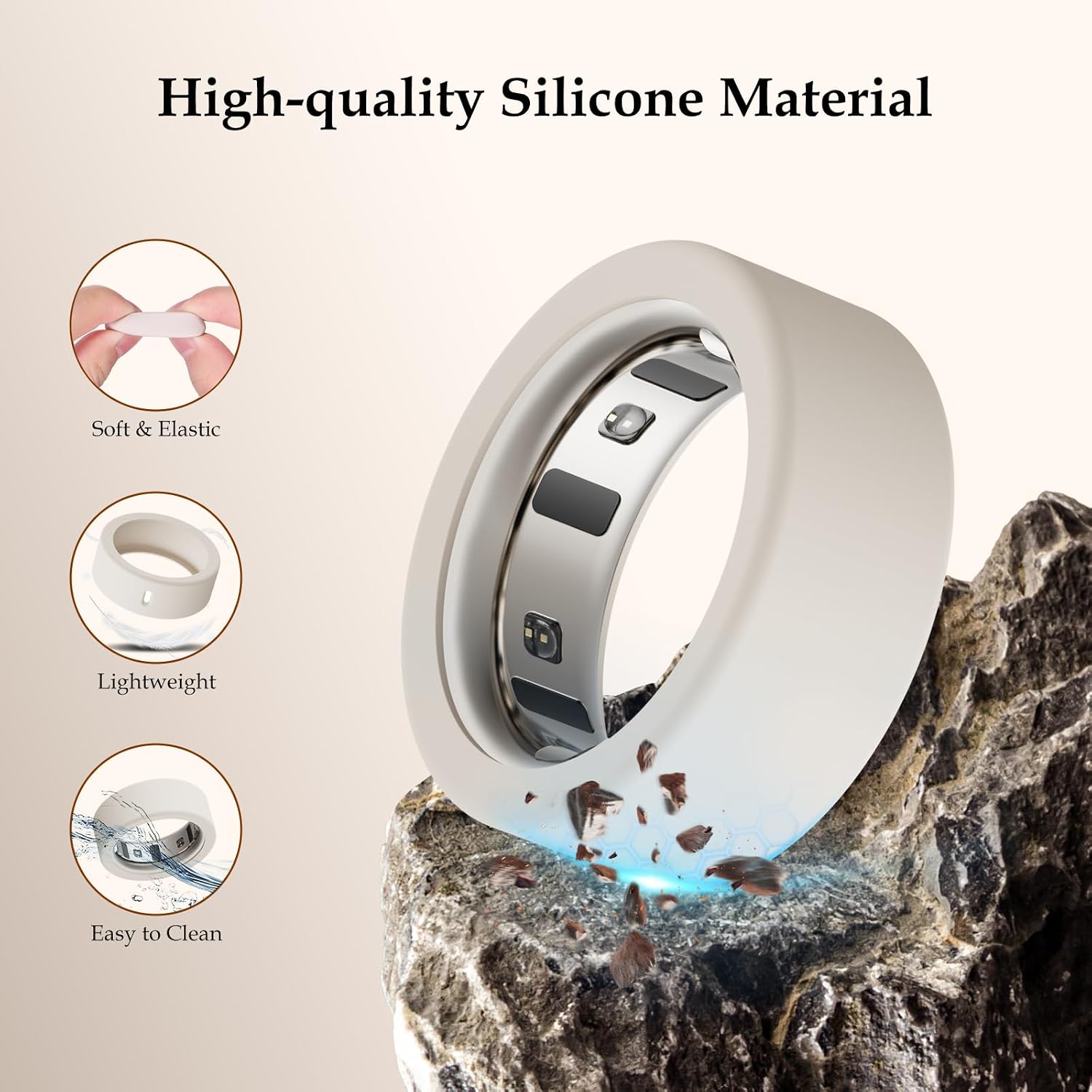 Detalle de Hexasider 15pcs silicone ring covers for Oura Ring Gen 3/Gen 4 (and Ultrahuman Ring AIR) – size L (12/13/14/15)