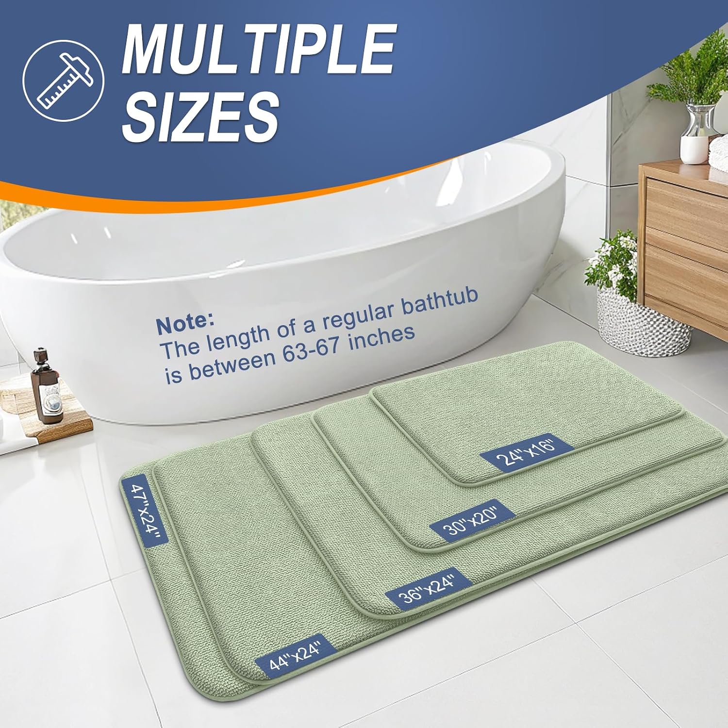 Thumbnail 4 de OLANLY Thick Memory Foam Bath Mat 30x20