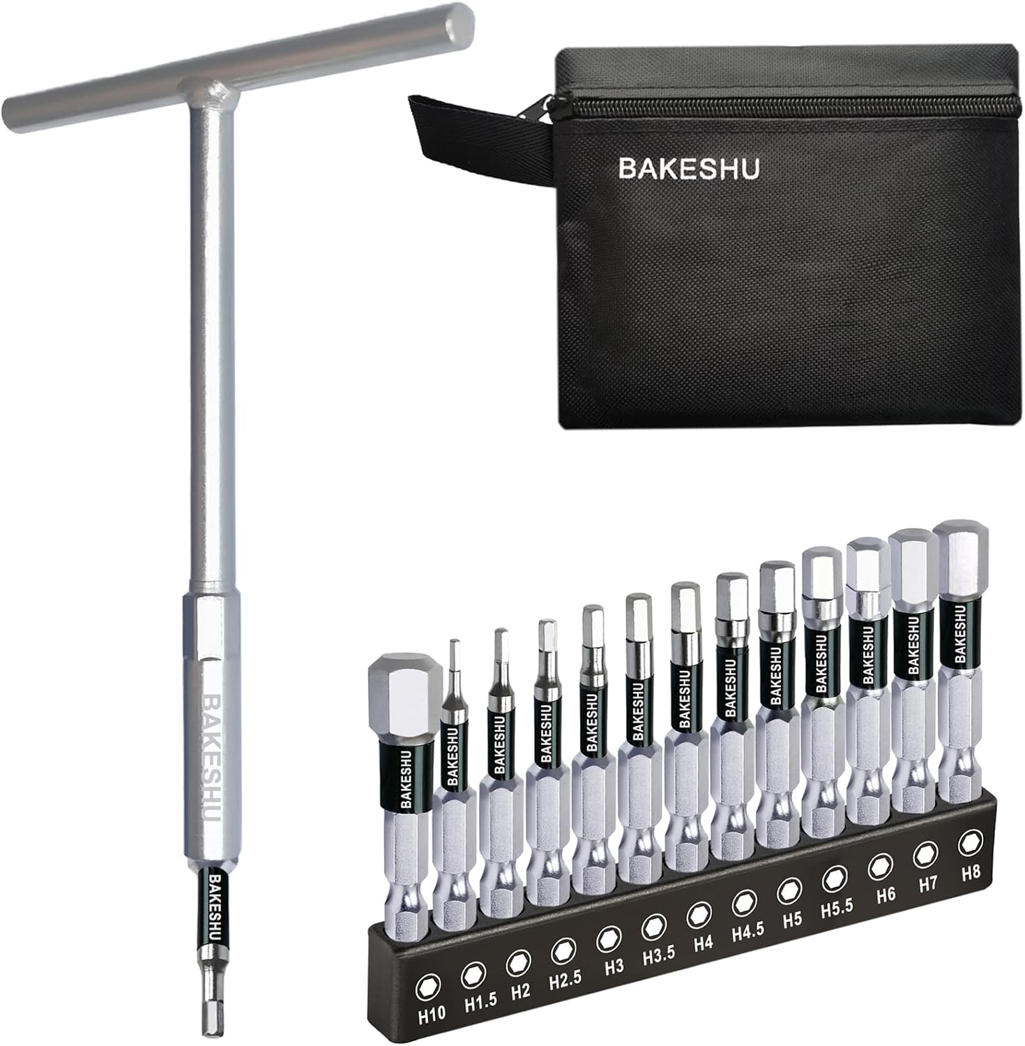 Detalle de BAKESHU BKSlsd507A T-Handle Allen Key Set, S2 Bits, 13 Metric Sizes