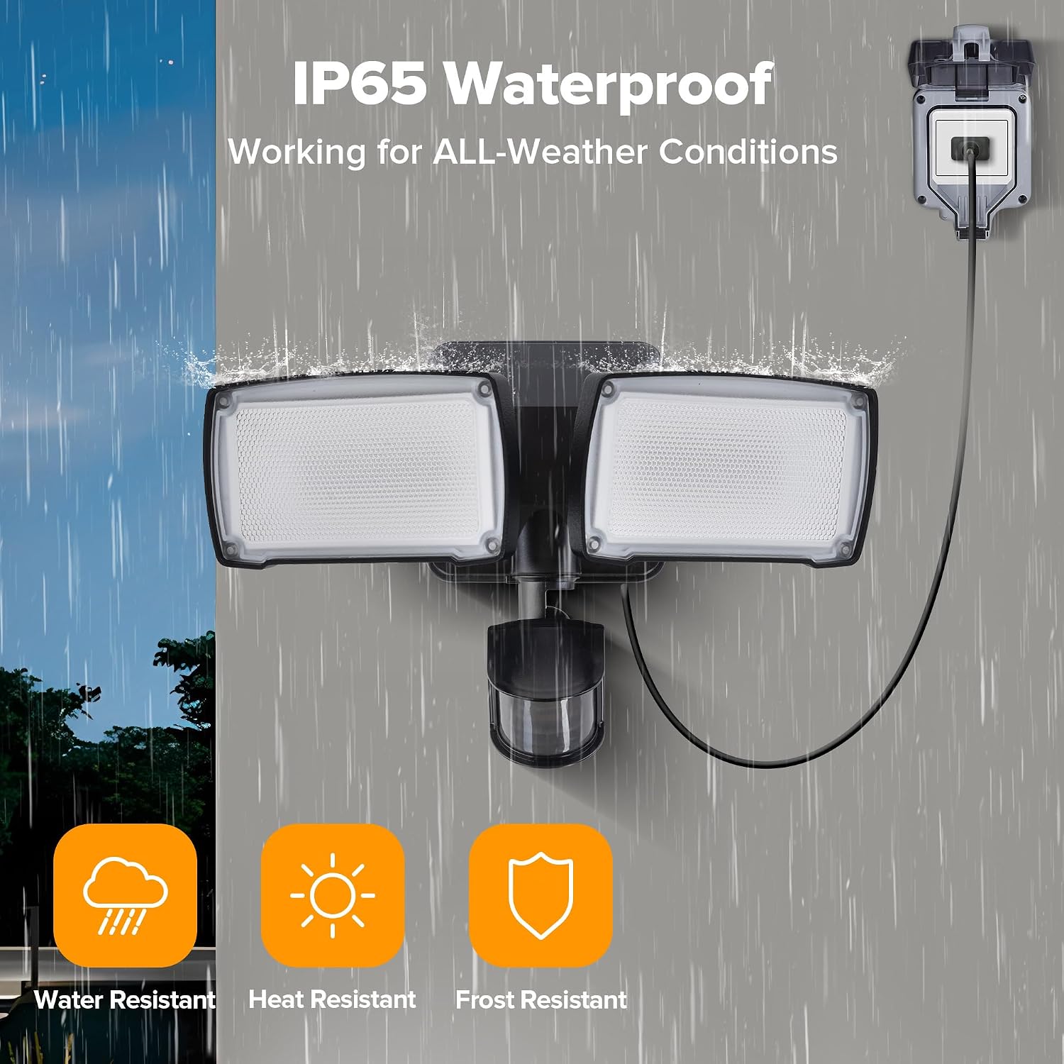 Detalle de LUTEC 76354313xx Outdoor Motion Sensor Floodlight, 21W, 2 Adjustable Heads