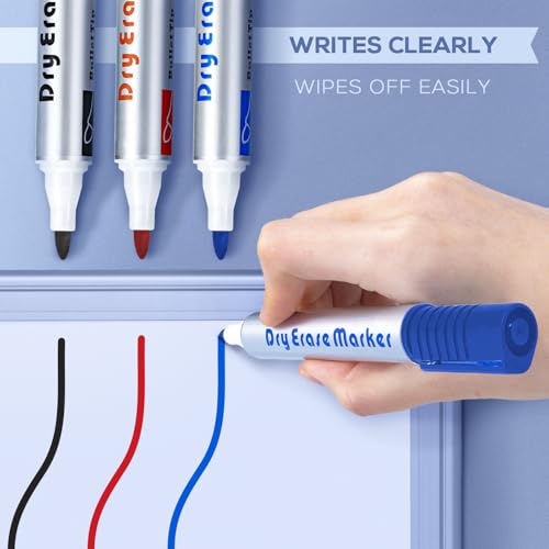 Detalle de Maxtek Pennarelli Lavagna Bianca Cancellabile, 12 Penne a Secco (4N/4BL/4RD) per Lavagne