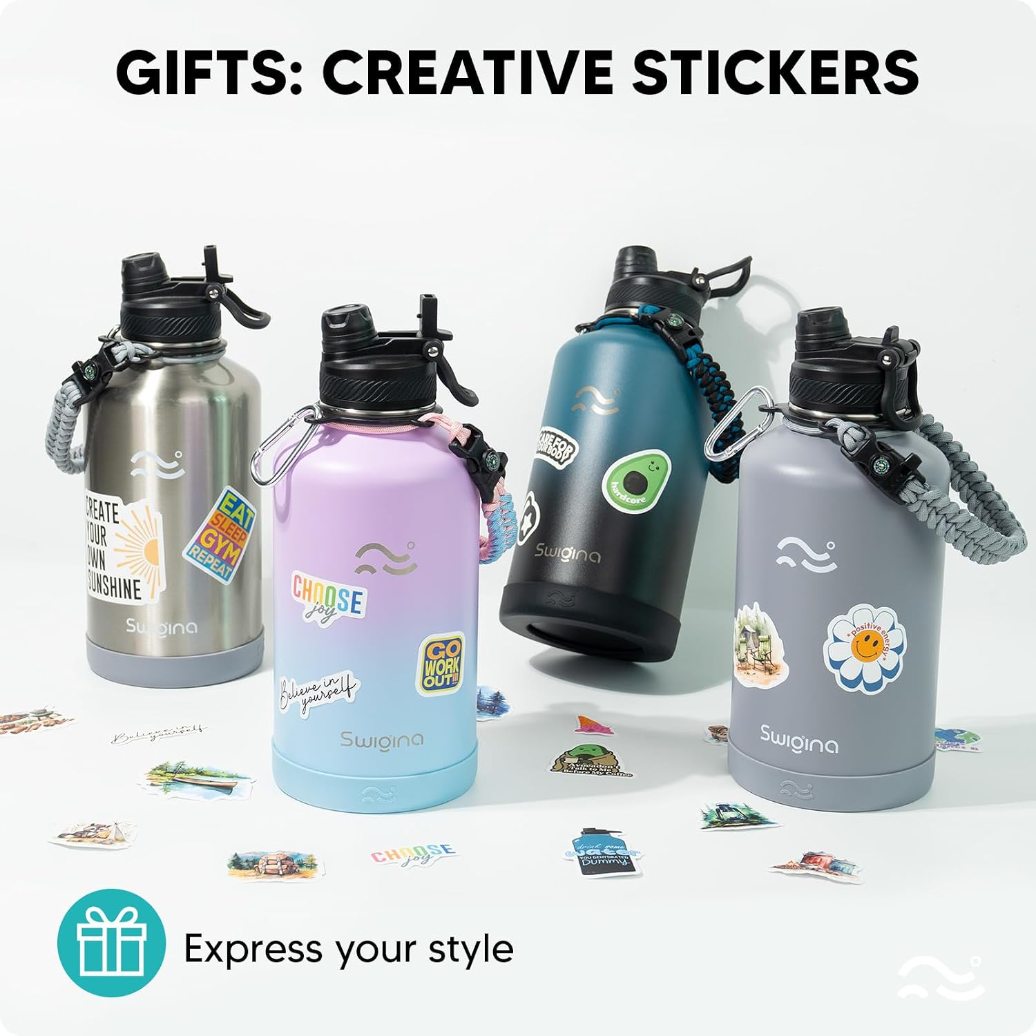Thumbnail 4 de Swigina 64 oz Insulated Water Bottle 48hrs Cold