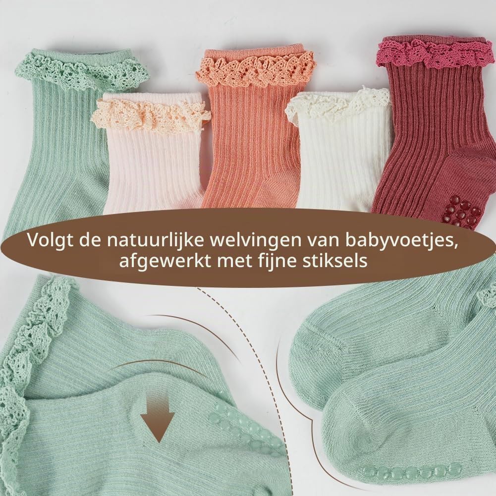 Thumbnail 4 de Aolso antislipsokken voor baby’s en kinderen van katoen met ruches