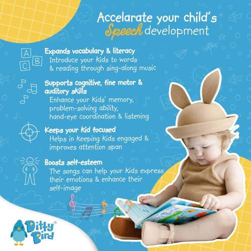Detalle de DITTY BIRD – Livre musical sensoriel bébé : Happy Birthday, fête d’anniversaire et souffler les bougies