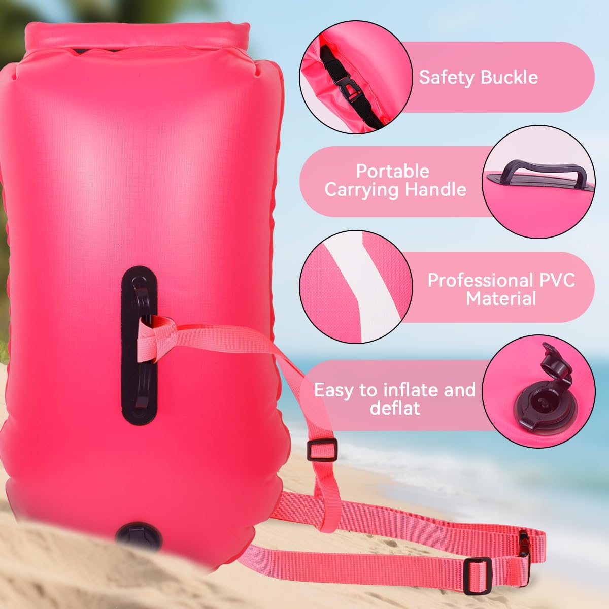 Thumbnail 2 de LUXHEIM 28L Schwimmboje Trockensack mit Doppelairbag – Open Water Sicherheit mit Dry Pocket