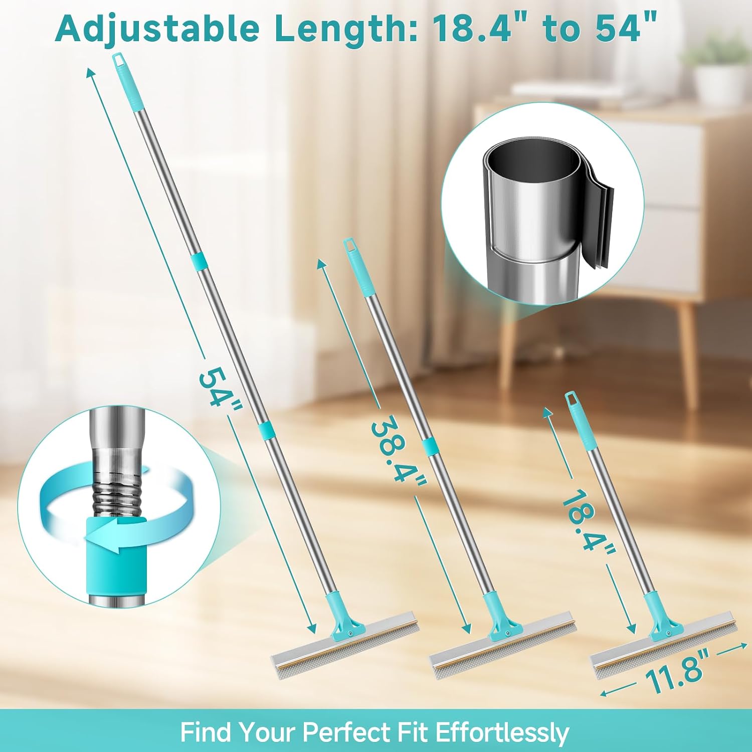 Detalle 2 de FancyMouse Carpet Rake for Pet Hair Removal Tool (54” Adjustable Handle, 3-Piece Set)