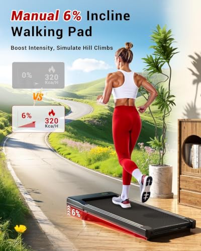 Detalle de Superun Walking Pad Treadmill, 6% Incline, 2.5HP Motor, Foldable