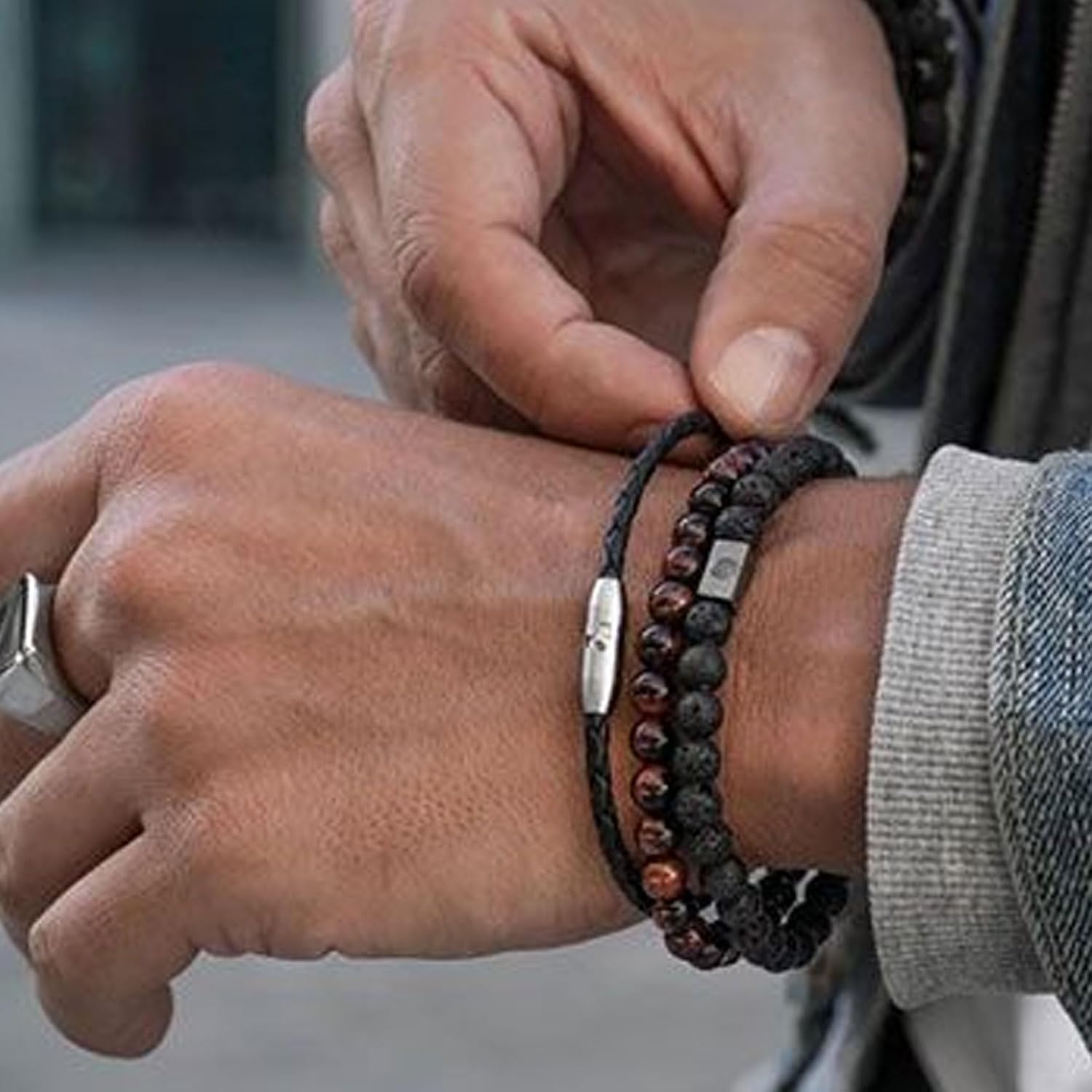 Thumbnail 6 de RANKEEF Herren-Perlenarmband-Set (8 mm) mit Stretch & verstellbar – 3 oder 5 Armbänder