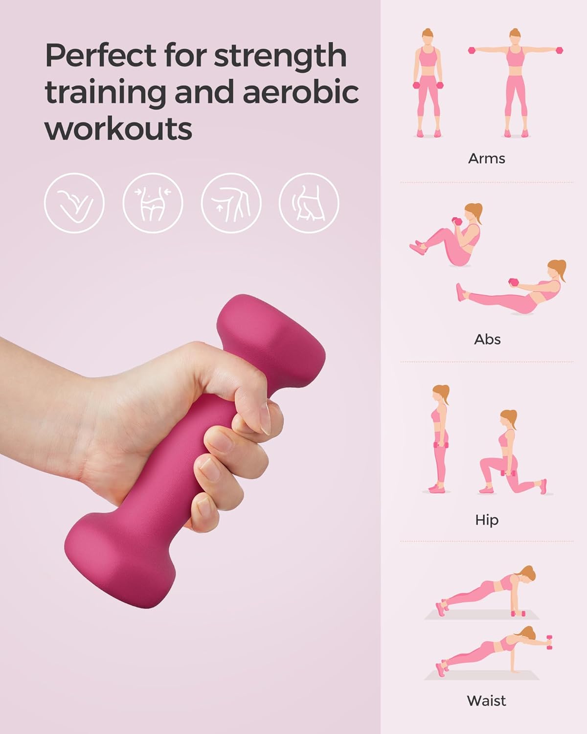 Thumbnail 3 de SONGMICS dumbbells set of 2 (hexagon neoprene-coated) for home strength and fitness workouts