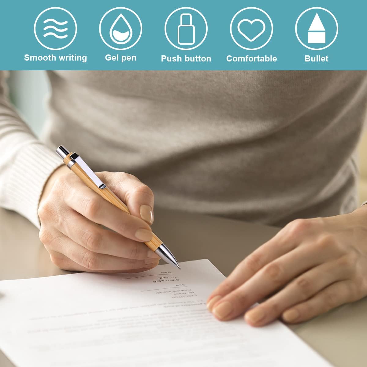 Thumbnail 2 de OSDUE Penna a Sfera in Bambù 20 pezzi ✒️