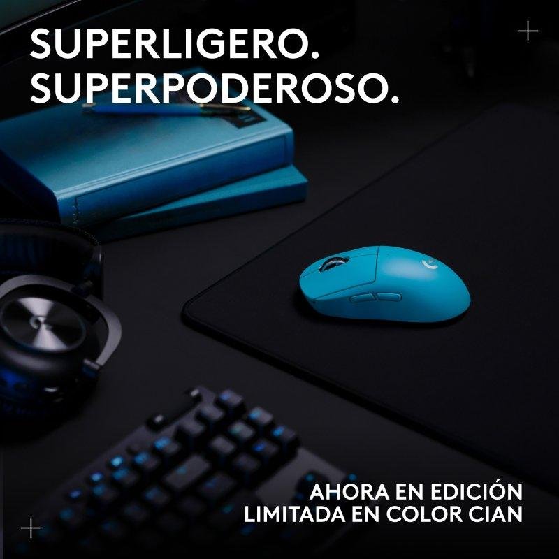Detalle 2 de Logitech G PRO X SUPERLIGHT 2 LIGHTSPEED Inalámbrico 44000 DPI Cyan - Edición Limitada