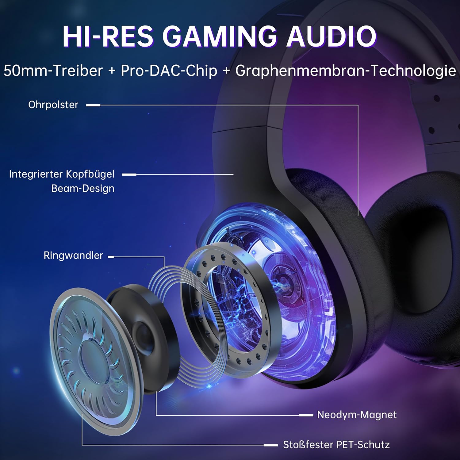 Thumbnail 6 de AOC Gaming Headset kabellos: 2,4 GHz + Bluetooth 5.4, 7.1 Surround, 239 g