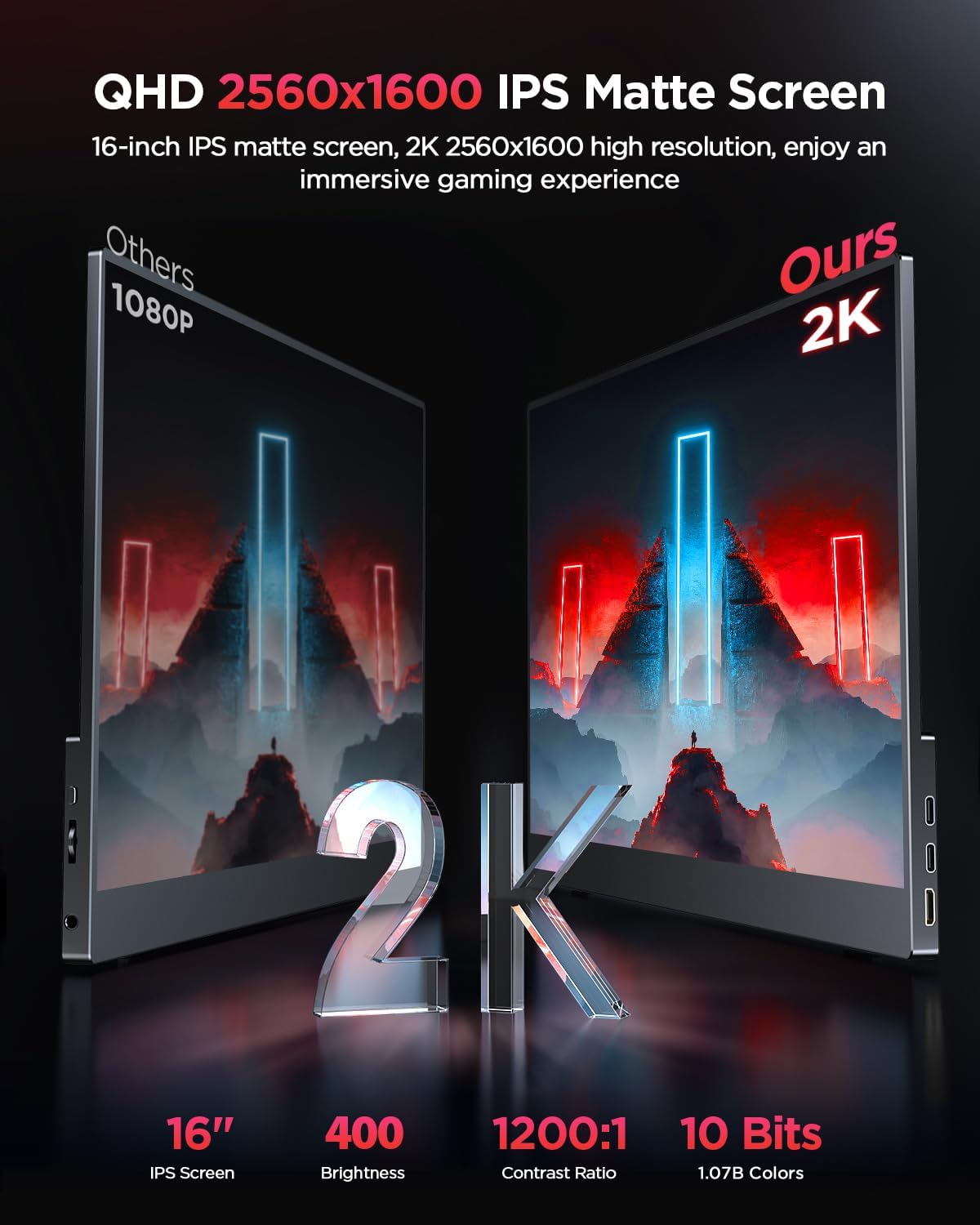 Detalle 2 de UPERFECT 2K 120Hz Portable Gaming Monitor 16"