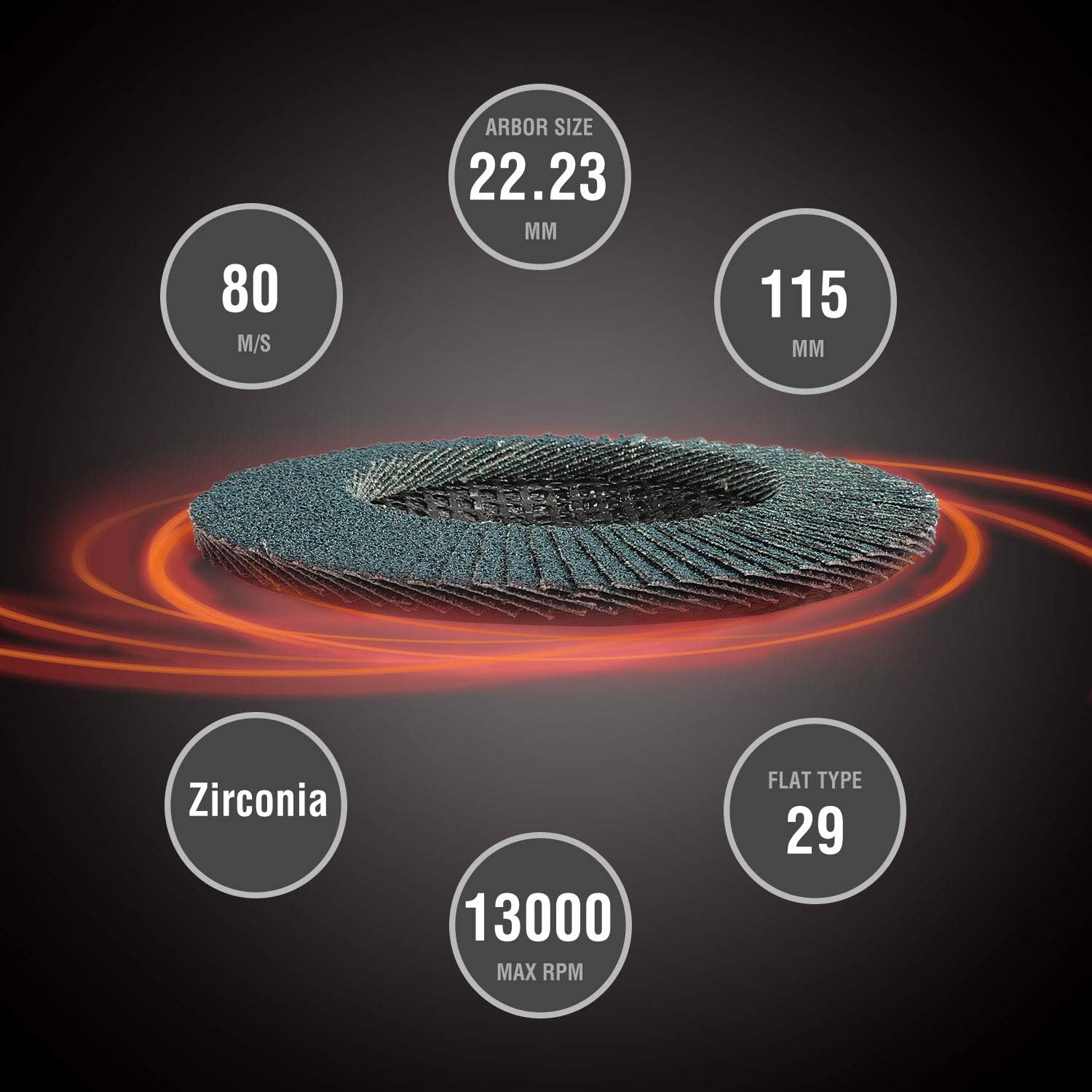 Thumbnail 1 de WORKPRO 10-Pack 115 mm Flap Discs with Zirconium Oxide Grain (Grit 80) for Angle Grinders