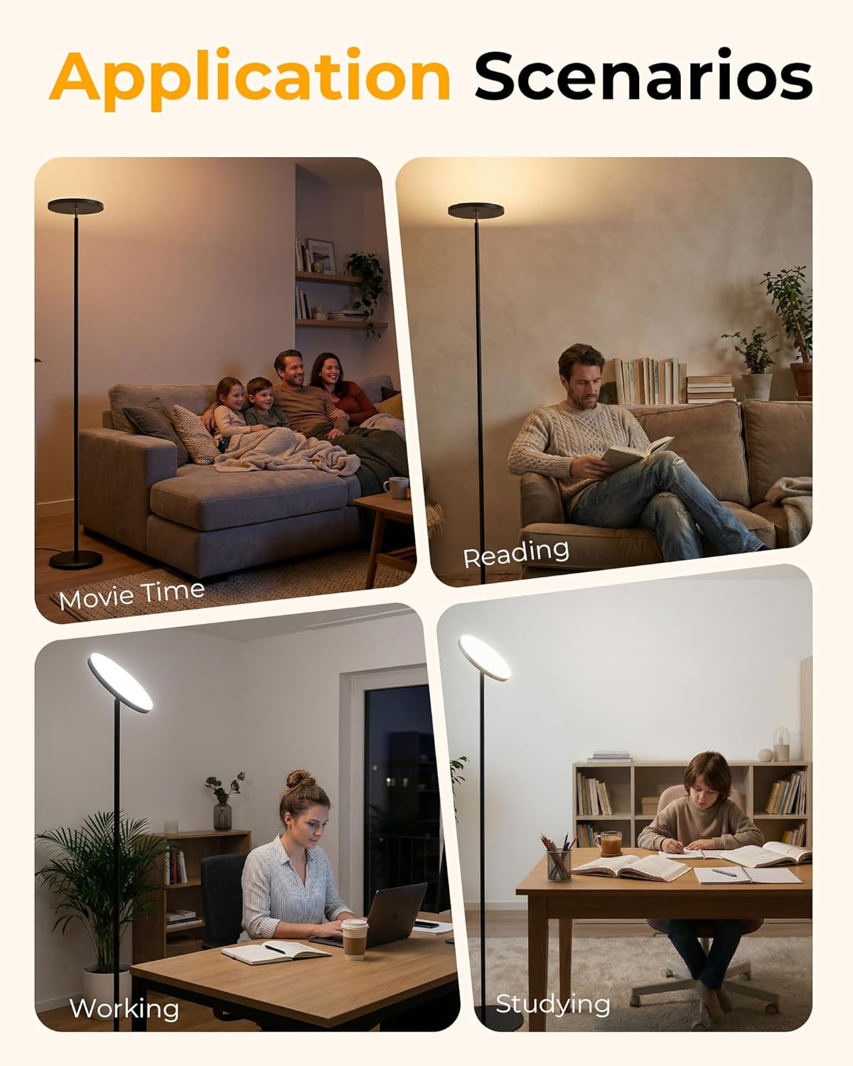 Thumbnail 5 de Peiyuu Tall LED Floor Lamp for Living Room — 2800LM, 2700–6500K Stepless Dimmable with Remote, Foot Switch and 1H Timer