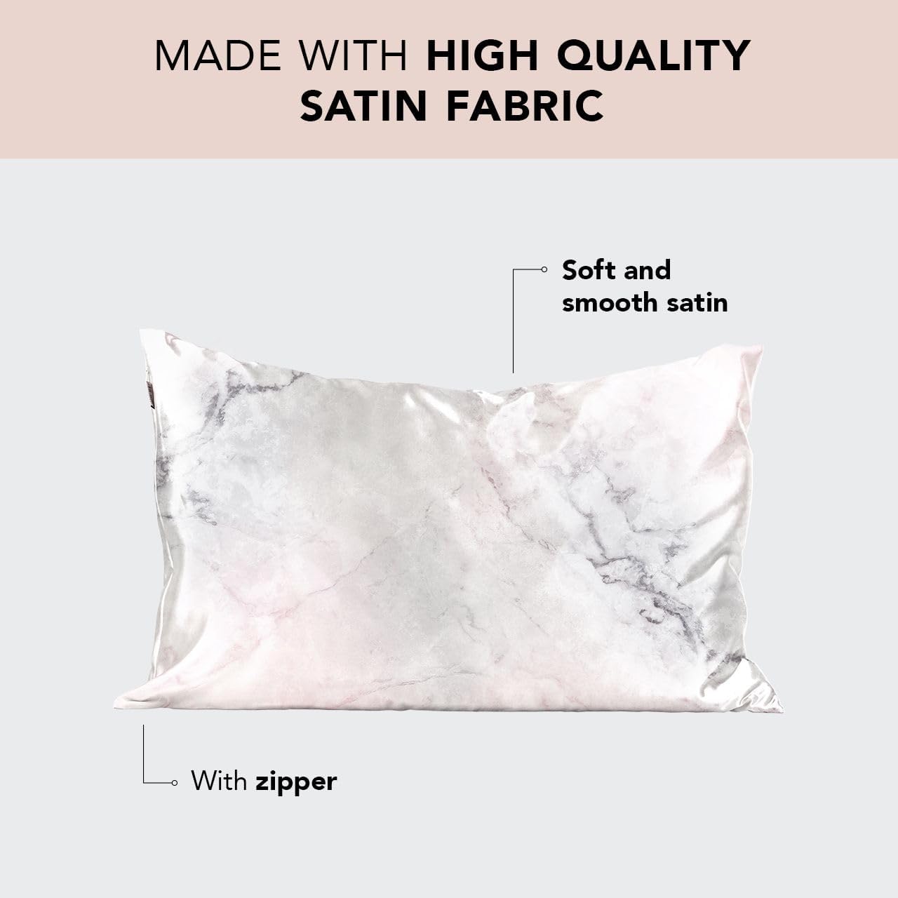Thumbnail 1 de Kitsch Satin Pillowcase with Zipper for Hair & Skin - Marble (48x66 cm)