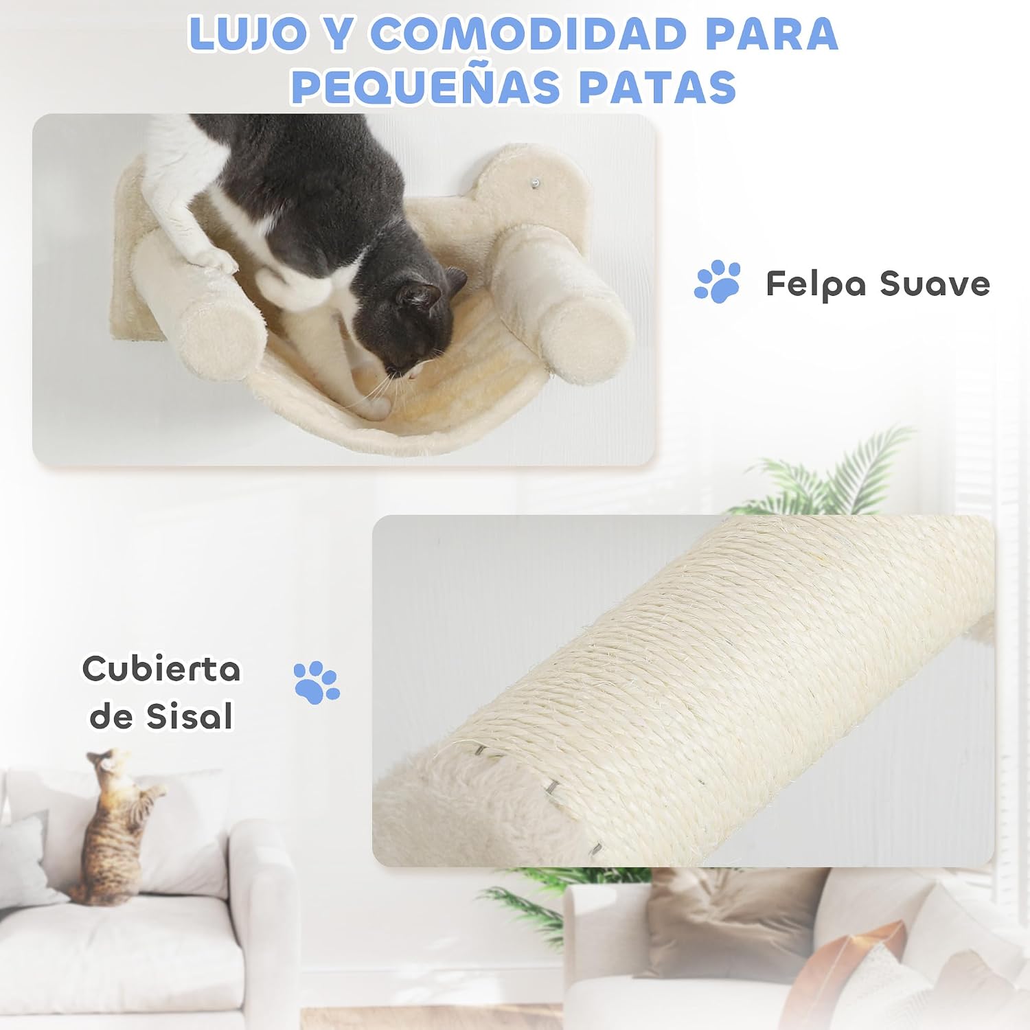 Thumbnail 5 de PawHut Escalada de pared para gatos 6 piezas