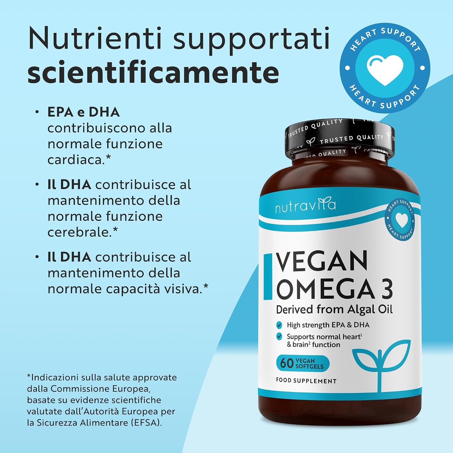 Detalle 2 de Nutravita Omega 3 Vegan ad alta efficienza 2000mg – 60 capsule vegane (600 mg DHA + 300 mg EPA per porzione)