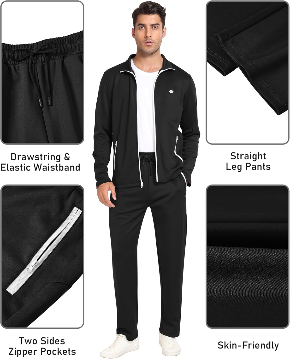 Thumbnail 4 de AjezMax Survêtement homme à manches longues - Veste et pantalon léger, couleur unie
