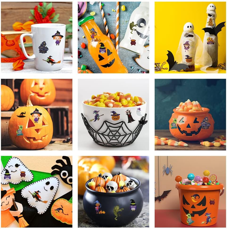 Detalle de ACWOO tillfälliga tatueringar för barn, 10 ark med Halloweenmotiv