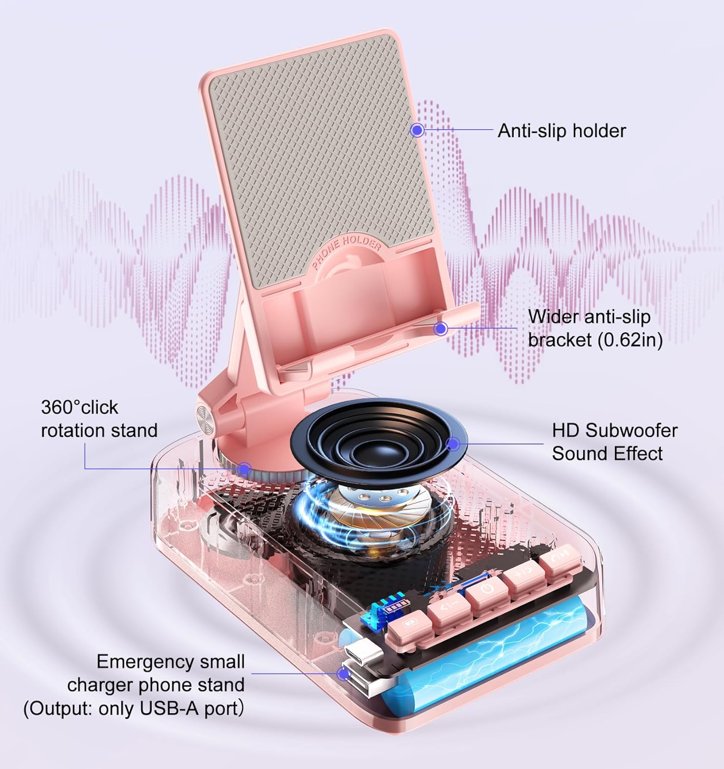 Detalle de Joymate 3-in-1 Bluetooth phone stand 5000mAh