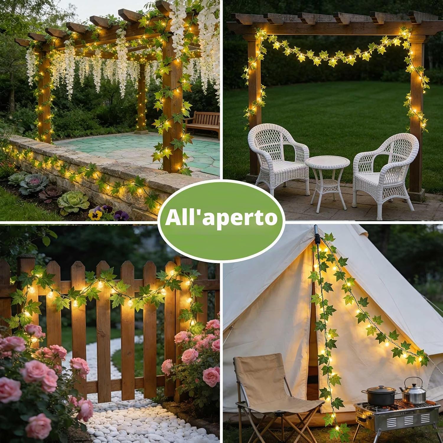 Thumbnail 6 de Joycome Catena Luminosa Solare Esterno con edera artificiale, 12 m e 100 LED