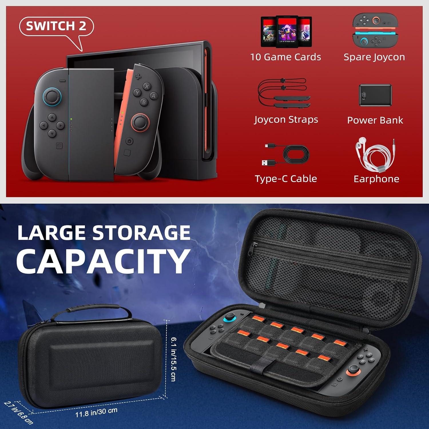 Detalle de TiMOVO Carrying Case for Switch 2, 10 Slots