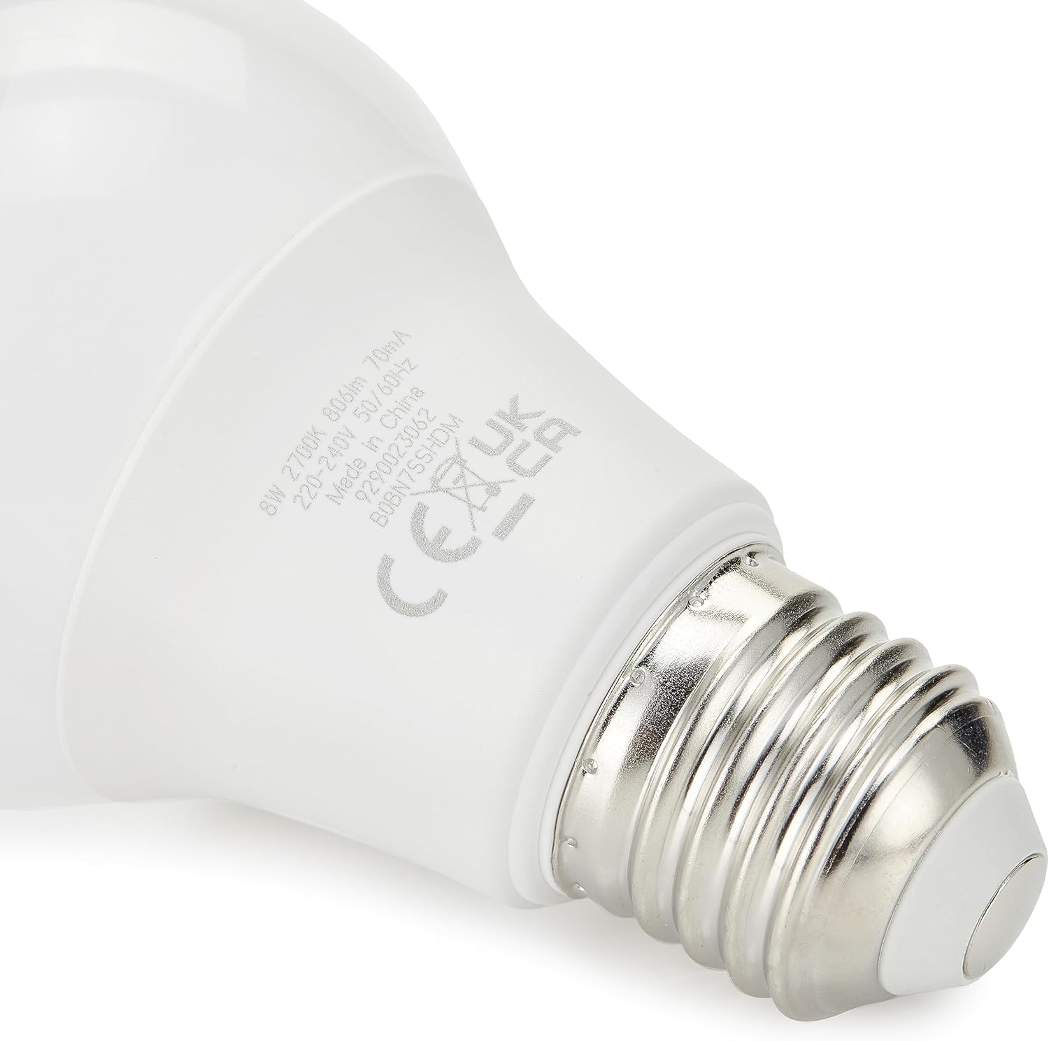 Detalle 2 de Amazon Basics Bombilla LED E27, 8W, Blanco Cálido, Paquete de 6