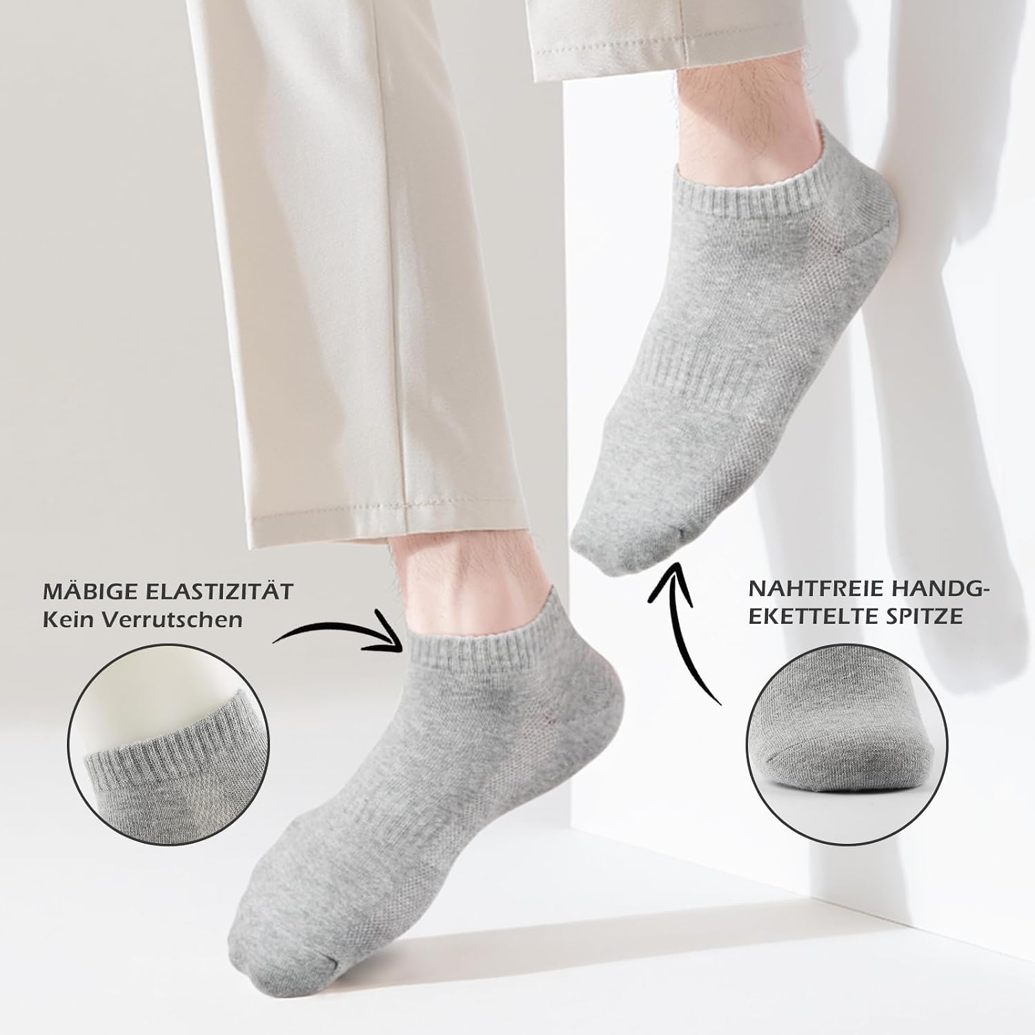 Thumbnail 2 de QINCAO Sneaker Socken Herren Damen 6/10 Paar – Kurze Baumwollsocken, atmungsaktiv, schweißabsorbierend, rutschfest