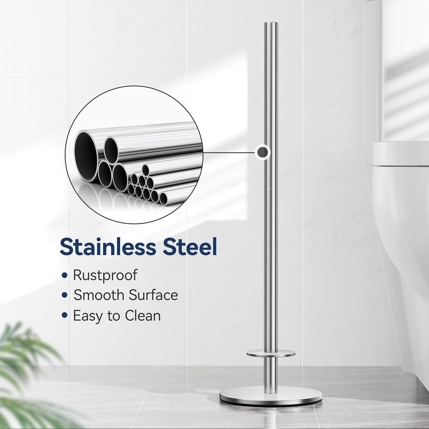 Detalle 2 de niffgaff A16-150S-SS-CA Freestanding Toilet Paper Holder, Brushed Nickel