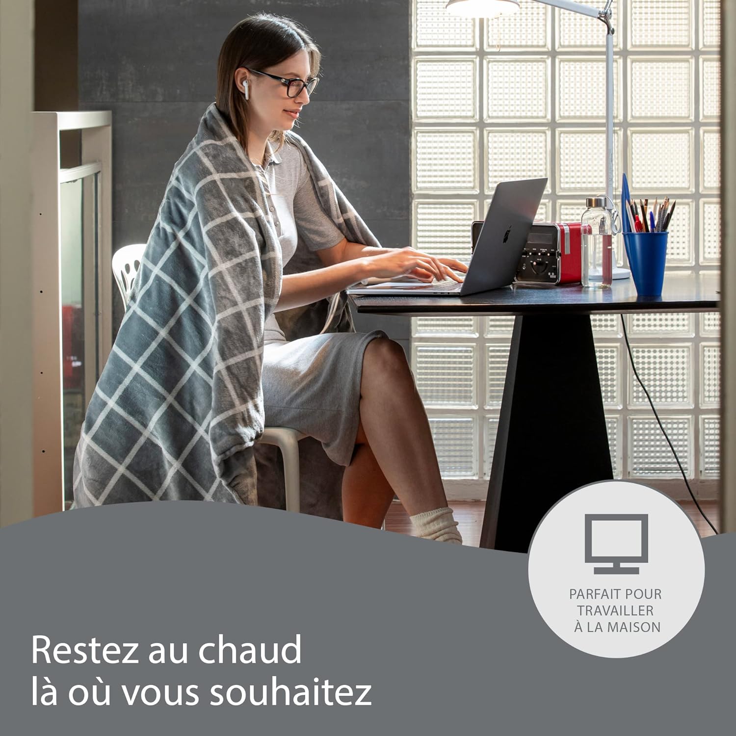 Thumbnail 6 de Imetec Couverture Chauffante Adapto Velvet Squares 150x95 cm – 6 températures, tissu velours, sécurité et chaleur rapide